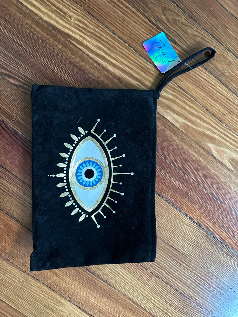 Evil Eye Velvet Pouch Blue Gold Greek Mati NWT